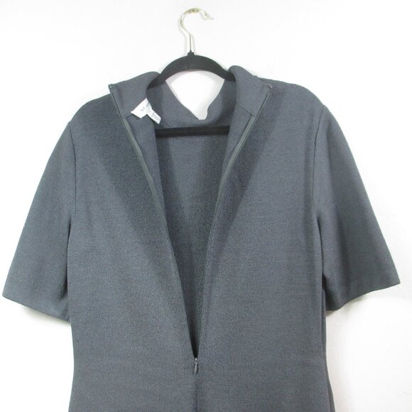 St. John Mock Neck Elbow Sleeve Knit Knee Length Wool Blend Gray Dress 14 - Picture 4 of 7